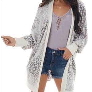 Women's Gray Leopard Print Cardigan - NWOT